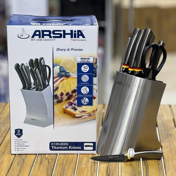 سرویس چاقوی عرشیا مدل K135-3003 ۱۰ تکه تیتانیوم